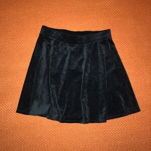Black Short A Line Mini Corduroy Skirt
